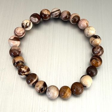 Natural Crystal Australian Zebra Jasper 8mm Gemstone Stretch Bracelet
